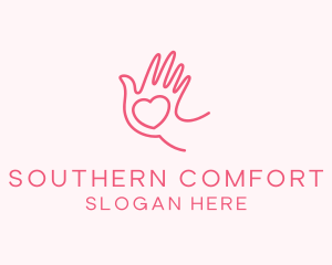 Heart Caring Hand logo design