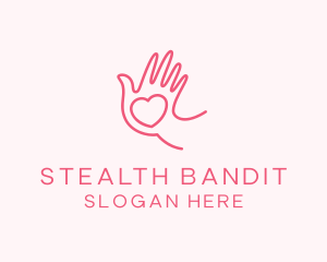 Heart Caring Hand logo design