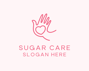 Heart Caring Hand logo design