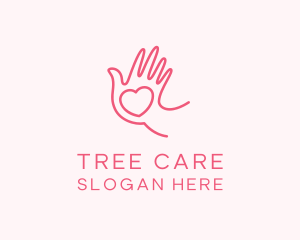 Heart Caring Hand logo design