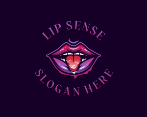 Lips Seductive Tongue logo design