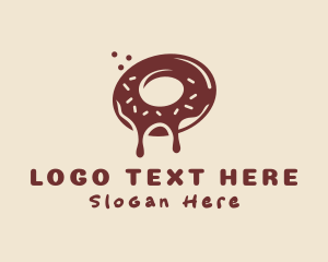 Donut - Brown Donut Snack logo design