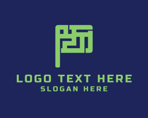 Circuitry - Modern Maze Letter P logo design