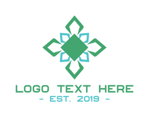 Tile - Diamond Floral Cross logo design