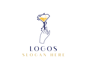 Cocktail - Diamond Wines Glass logo design