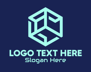 Geometric Shapes - Blue Digital Hexagon logo design