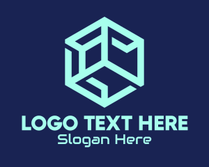 Geometric - Blue Digital Hexagon logo design