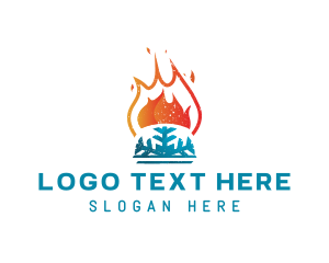 Heat - Flame Snowflake Industry logo design