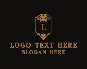 Regal - Gold Ornate Crest Letter logo design