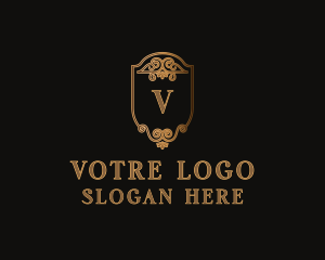 Antique - Gold Ornate Crest Letter logo design