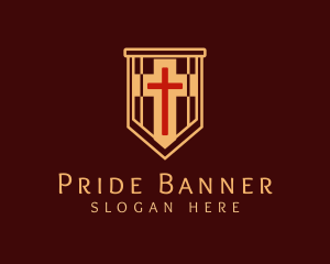 Worship Crucifix Banner logo design