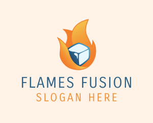 Flaming Ice Cube logo design