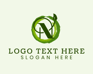 Fruit - Vegan Leaf Letter N logo design