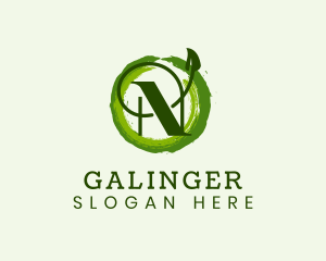 Supermarket - Vegan Leaf Letter N logo design