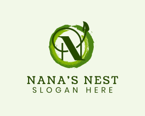 Vegan Leaf Letter N logo design