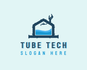 Tube - House Faucet Plumbing logo design