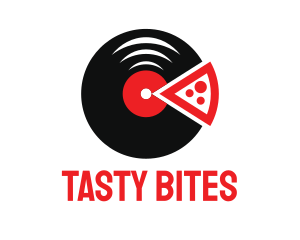 Lunch - Pizza Music Vinyl logo design