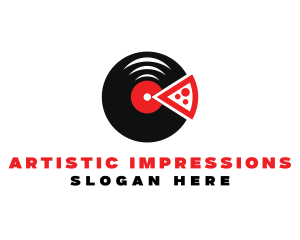 Pizza Music Vinyl logo design