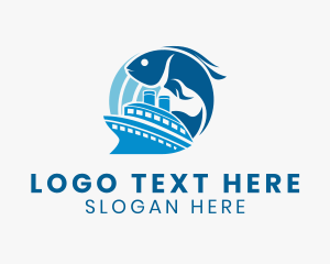 Ferry - Ocean Fish Sailboat logo design