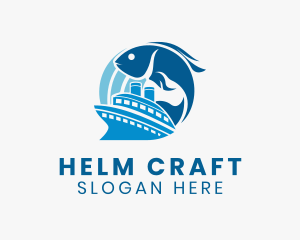 Ocean Fish Sailboat logo design