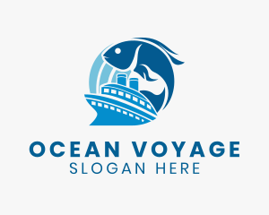 Ocean Fish Sailboat logo design