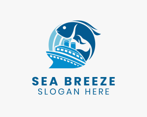 Ocean Fish Sailboat logo design