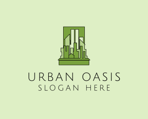 Metropolitan - Green City Skyline logo design
