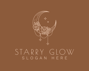 Starry - Starry Moon Flower logo design