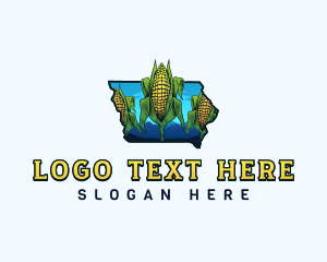 Iowa Map - Iowa Sweet Corn Farm logo design