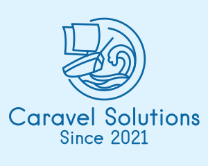 Caravel - Minimalist Ocean Sailboat logo design