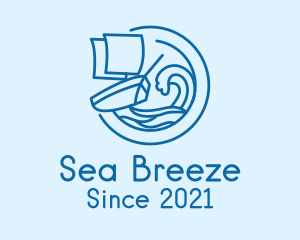 Minimalist Ocean Sailboat logo design