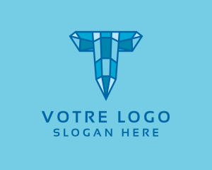 Blue Diamond Letter T Logo