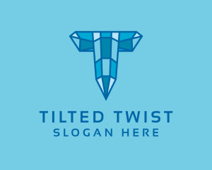 Blue Diamond Letter T logo design