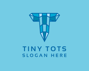 Blue Diamond Letter T logo design