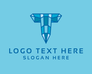 Blue Diamond Letter T Logo