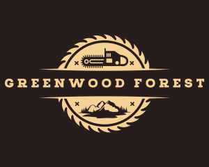 Woodcutting Chainsaw Forest logo design