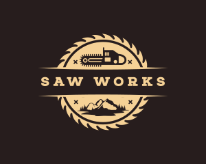 Chainsaw - Woodcutting Chainsaw Forest logo design