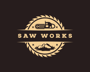 Woodcutting Chainsaw Forest logo design