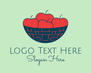 Organic Produce - Apple Fruit Bowl Basket logo design