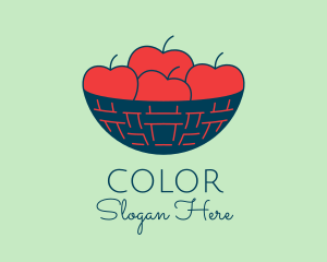 Vegan - Apple Fruit Bowl Basket logo design