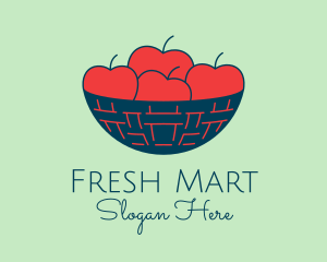Supermarket - Apple Fruit Bowl Basket logo design