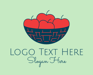 Apple Fruit Bowl Basket Logo