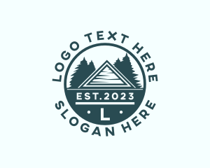 Pine Tree - Forest Cabin Roofing logo design