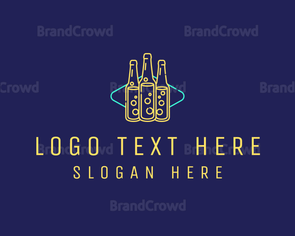 Neon Beer Bar Sign Logo