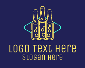 Bottles - Neon Beer Bar Sign logo design