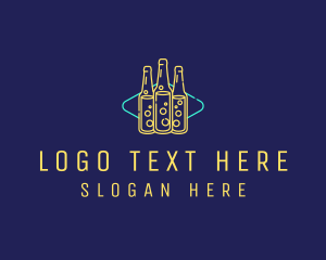 Draft Beer - Neon Beer Bar Sign logo design