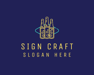 Neon Beer Bar Sign logo design