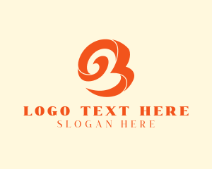 Negative Space - Fancy Swirly Letter B logo design