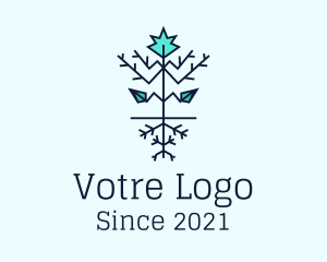 Tree Planting - Leaf Winter Branches logo design