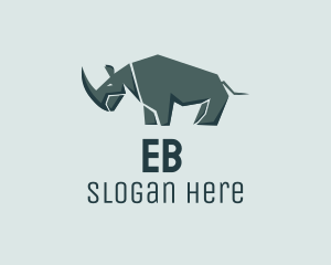Zoo - Wild Grey Rhinoceros logo design